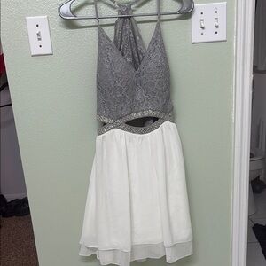 Speechless Gray Lace Halter Dress